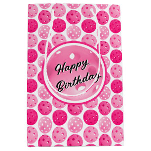 Pickleball Pink & White Pickleballs Personalised Medium Gift Bag