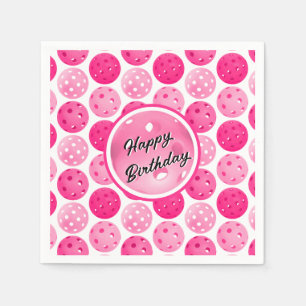 Pickleball Pink & White Pickleballs Personalised Napkin
