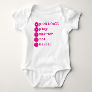 Pickleball play smarter not harder, vivid pink baby bodysuit