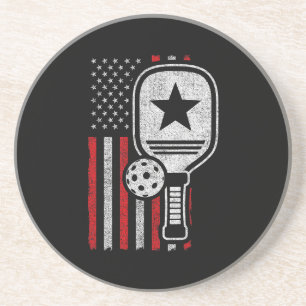 Pickleball Player - American Flag Pickleball - Pic Coaster