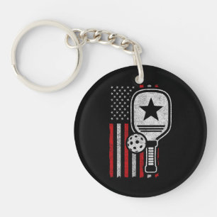 Pickleball Player - American Flag Pickleball - Pic Key Ring
