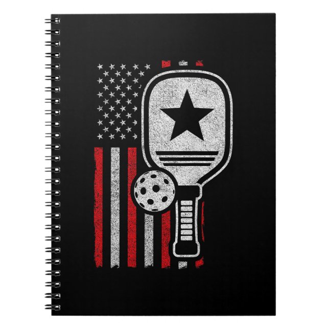 Pickleball Player - American Flag Pickleball - Pic Notebook (Front)