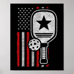 Pickleball Player - American Flag Pickleball - Pic Poster