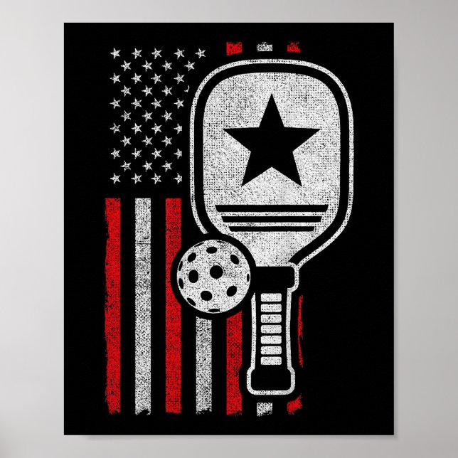 Pickleball Player - American Flag Pickleball - Pic Poster (Front)
