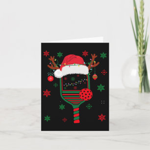 Pickleball Player Christmas Holiday Reindeer Xmas Card