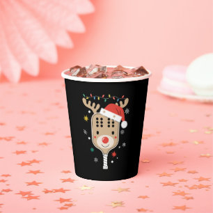 Pickleball Player Christmas Holiday Reindeer Xmas  Paper Cups