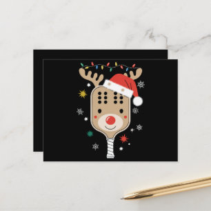 Pickleball Player Christmas Holiday Reindeer Xmas  Postcard