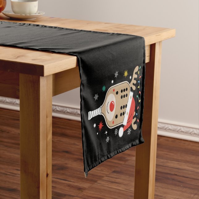 Pickleball Player Christmas Holiday Reindeer Xmas  Short Table Runner (In Situ)