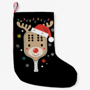Pickleball Player Christmas Holiday Reindeer Xmas Small Christmas Stocking