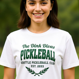 Pickleball Player Club Team Custom Green Emblem T-Shirt