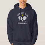 Pickleball Player Club Vintage Personalised Hoodie<br><div class="desc">Play in style with this super comfy hoodie featuring crossed pickleball paddles, a ball and your custom text. Easily change the wording to include your pickleball club name, team name, city/location or any wording of your choice. Also change the font and graphic colours - just click edit/personalise. Makes an awesome...</div>
