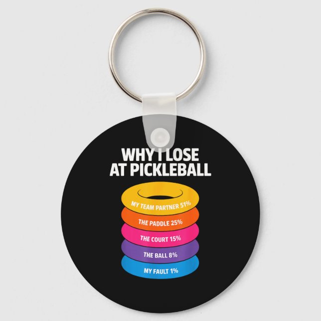Pickleball player excuses design for team partner key ring (Front)