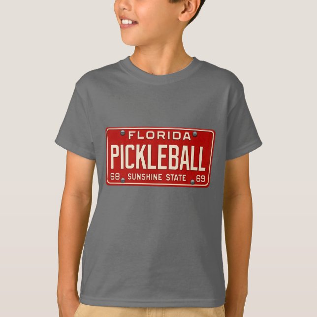 Pickleball Player Fan Retro Florida License Plate T-Shirt (Front)