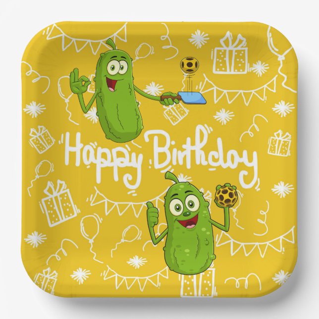 Pickleball  Player funny face for Birthday Party  Paper Plate (Front)