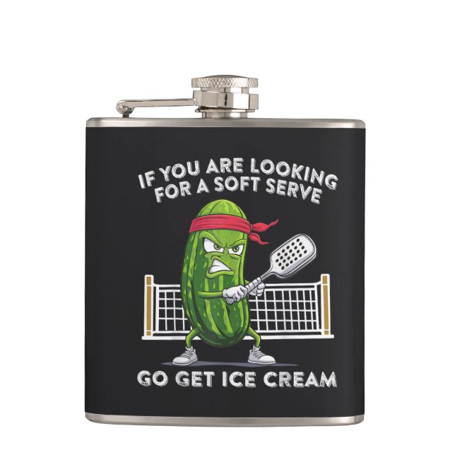 Pickleball Player Funny Hip Flask (Front)