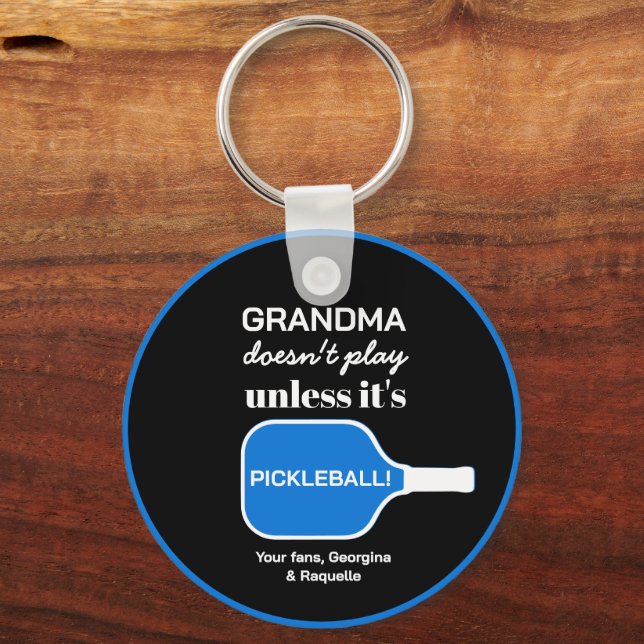 Pickleball Player Grandma Funny Custom Typography Key Ring (Front)