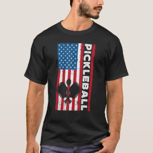 Pickleball Player Paddle Men Paddleball USA Americ T-Shirt