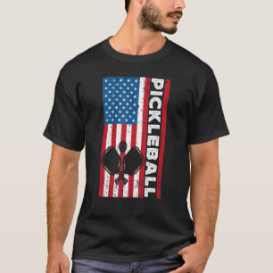 Pickleball Player Paddle Men Paddleball USA Americ T-Shirt