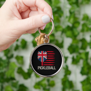 Pickleball Player Paddle Uk Flag  Key Ring