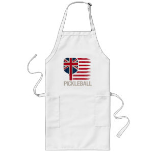 Pickleball Player Paddle Uk Flag  Long Apron