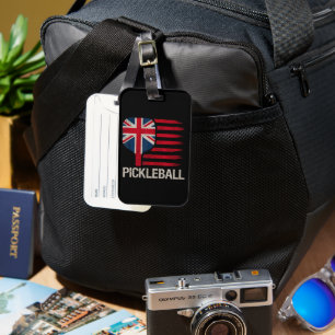 Pickleball Player Paddle Uk Flag  Luggage Tag