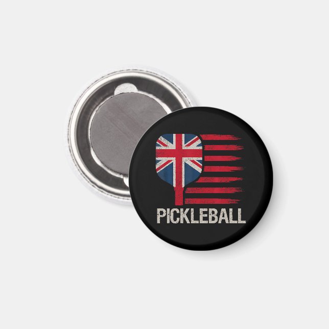 Pickleball Player Paddle Uk Flag  Magnet (Front/Back)