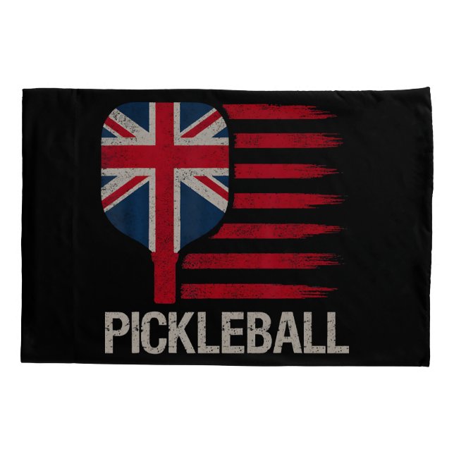 Pickleball Player Paddle Uk Flag  Pillowcase (Back)