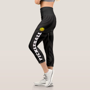 Pickleball Player Personalised Black White  Capri Leggings