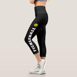 Pickleball Player Personalised Black White Capri Leggings