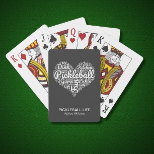 Pickleball Player Personalised Name Heart Design  Playing Cards