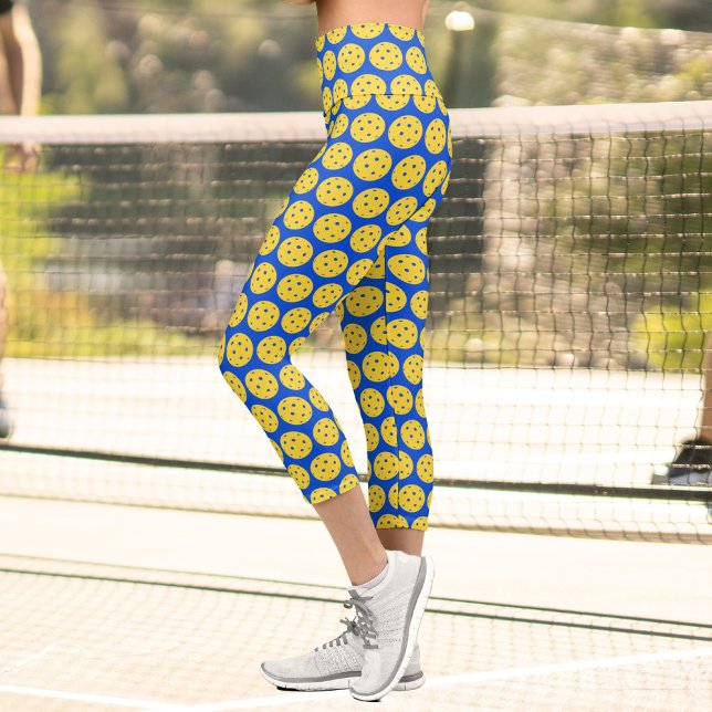 Pickleball Player Pickleball Pattern Royal Blue Capri Leggings (Creator Uploaded)