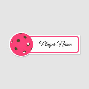 Pickleball Player Pink Pickleballs Personalized Name Tag