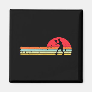 Pickleball player silhouette retro pickle ball men magnet