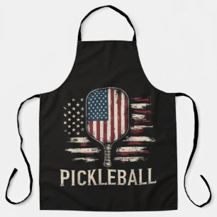 Pickleball Player US Flag Retro Paddleball Apron