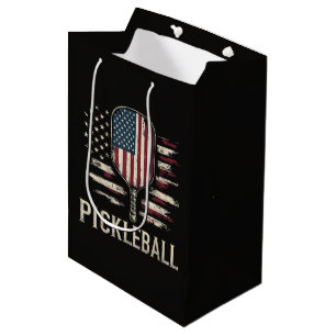 Pickleball Player US Flag Retro Paddleball Medium Gift Bag