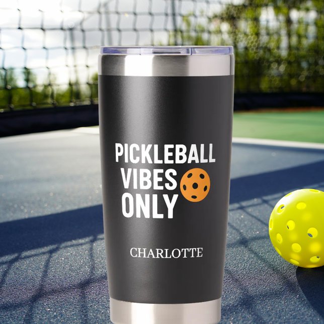 Pickleball player vibes quote name insulated tumbler (Creator Uploaded)