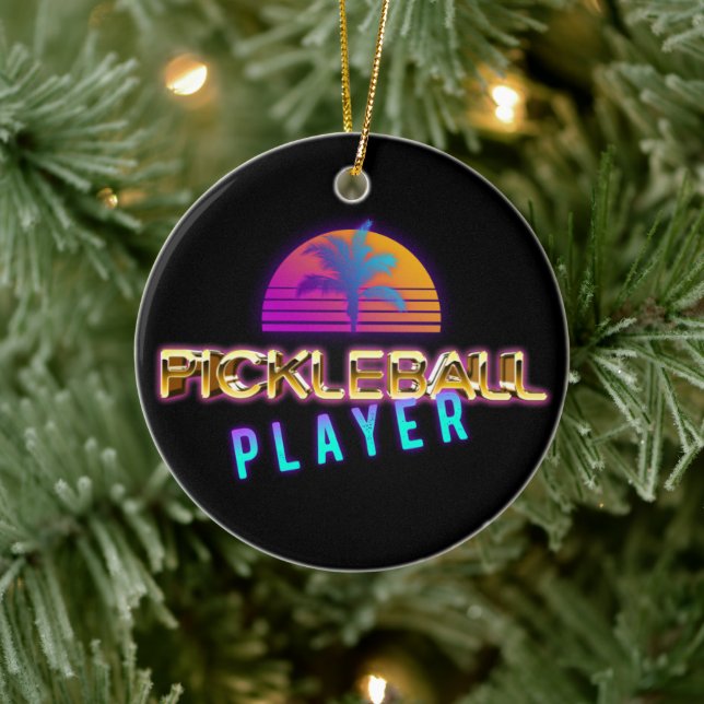 Pickleball player with custom text ceramic tree decoration (Tree)