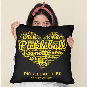 Pickleball Player Word Art Typography Personalised Cushion