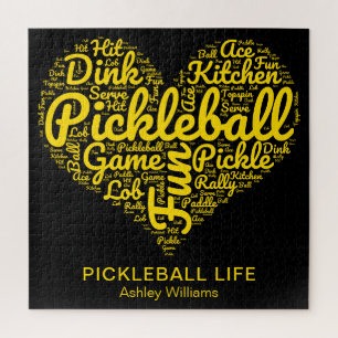Pickleball Player Word Art Typography Personalised Jigsaw Puzzle