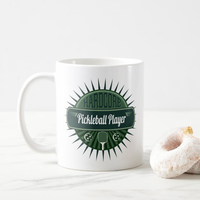 Pickleball Players Coffee or Tea Modern Retro Mug (With Donut)