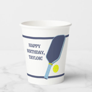 Pickleball Players Custom Message Birthday Paper Cups