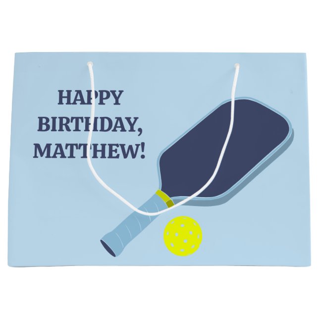 Pickleball Players Light Blue Personalised Large Gift Bag (Front)