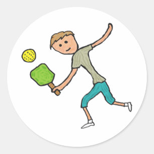 Pickleball Playing Classic Round Sticker