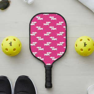 Pickleball Playing Dachshund Mum Pink Pickleball Paddle