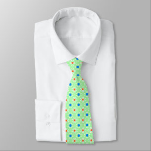 Pickleball Polka Dots - Mint Green, orange, blue Tie