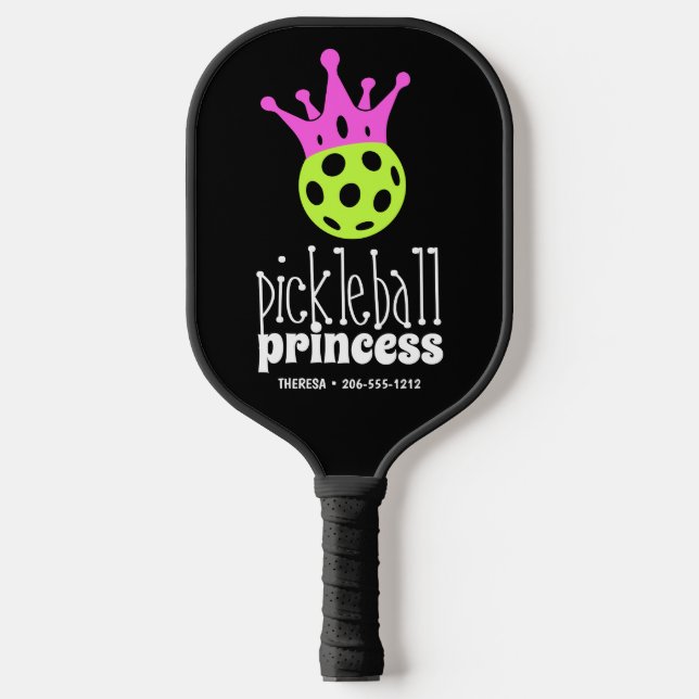 Pickleball Princess Bright Neon Personalised Pickleball Paddle (Front)