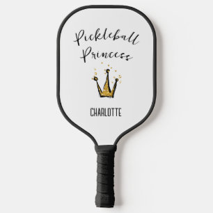 Pickleball Princess Gold Glitter Custom Name Paddle