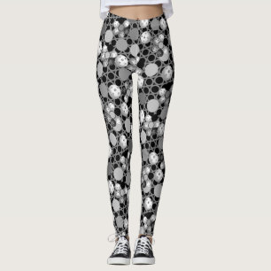 Pickleball Print, Black, White and Grey Leggings