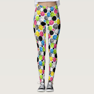 Pickleball Print with fuchsia balls Leggings
