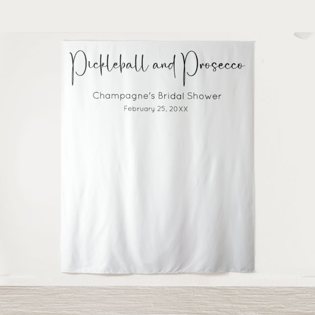 Pickleball & Prosecco Bridal Shower Backdrop Tapestry (Front)